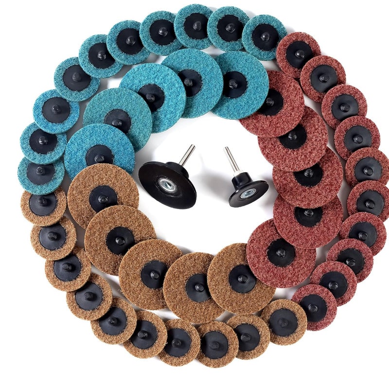 Shawya 2 and 3 Inch Ssanding Disc 47Pcs Assorted Quick Change Sanding Discs Set with 1/4" Shank Holder Die Grinder Sanding Disc Surface Conditioning Discs for Burr Finish Rust Paint Removal - Image 2